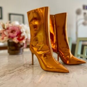 Schultz Shiny Orange Heeled Boots